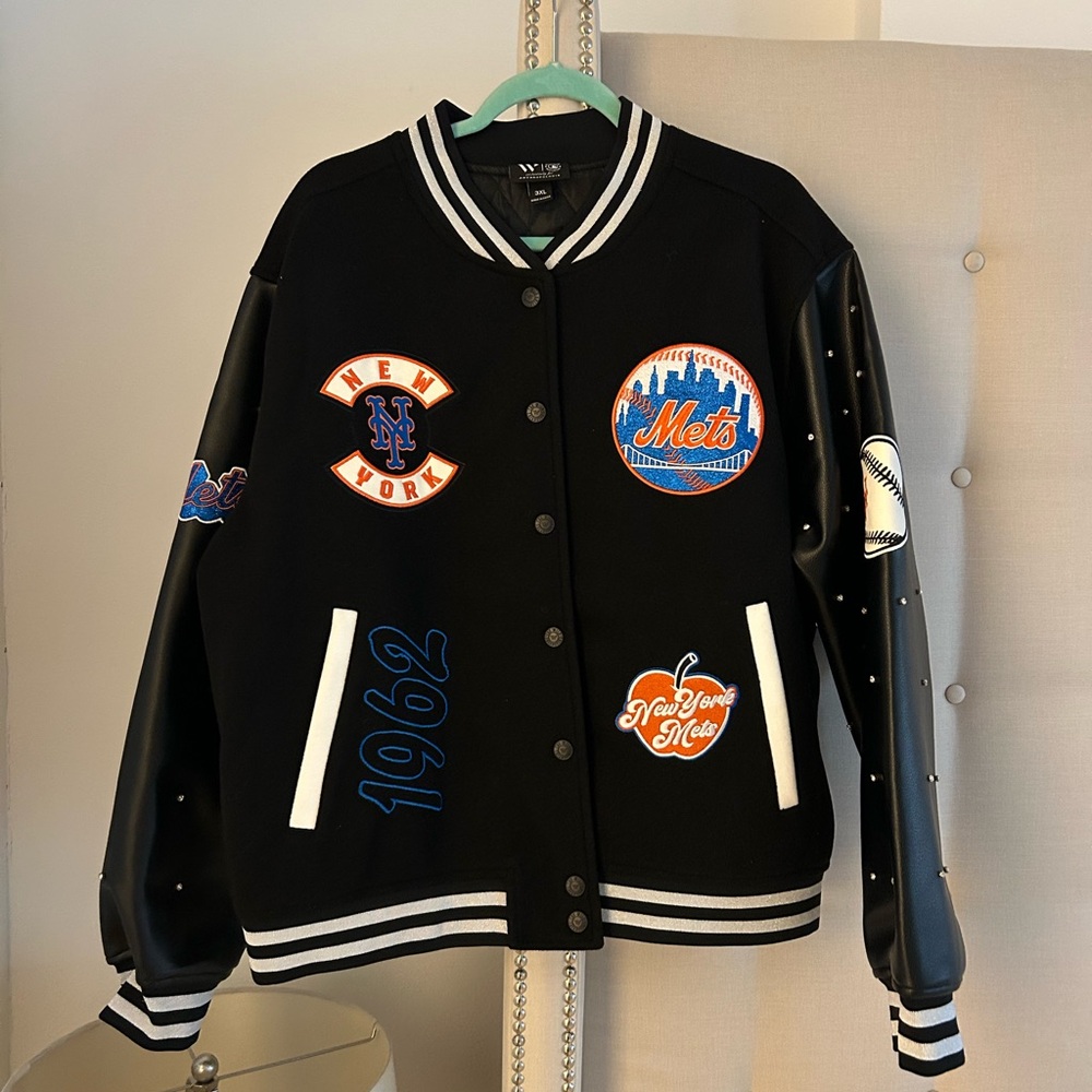 New Anthropologie x The Wild Collective New York Mets varsity jacket 3XL